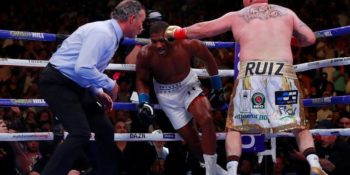 Anthony Joshua knocked down